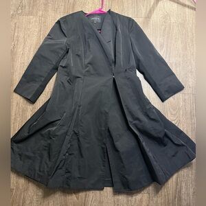 Lafayette 148 New York Black Wasit‑Fitted Flared Coat‑Dress / Jacket Size 4